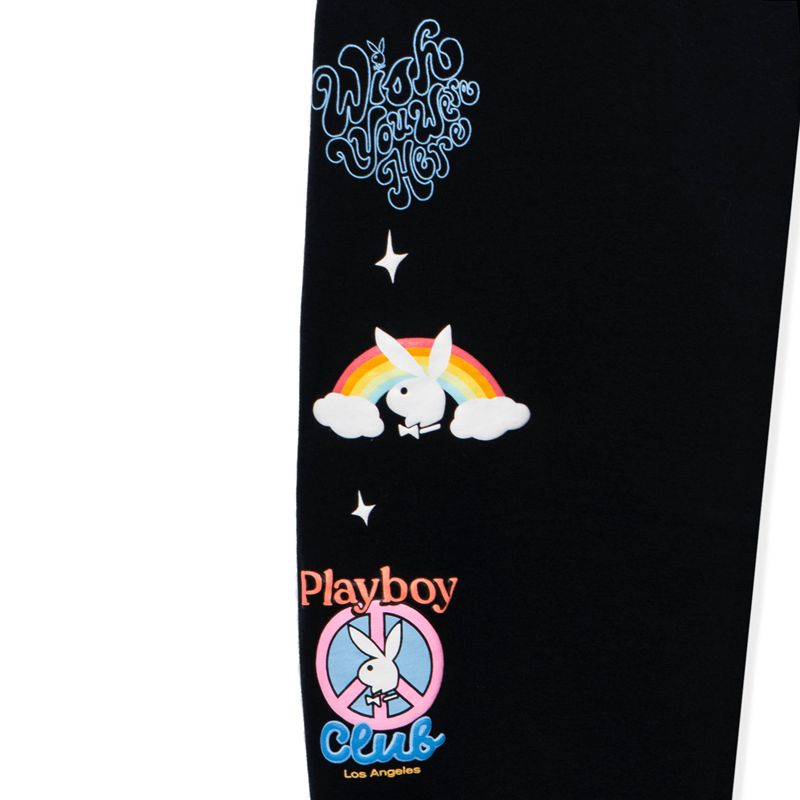 Pantaloni Dama Playboy Smile Club Sweats Negrii | TFYW-42879