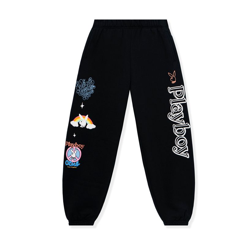 Pantaloni Dama Playboy Smile Club Sweats Negrii | TFYW-42879