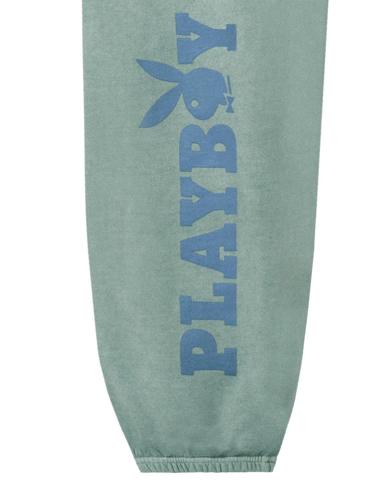 Pantaloni Dama Playboy Sun Washed Plby Sweat Verzi Albastri | ZABV-29057