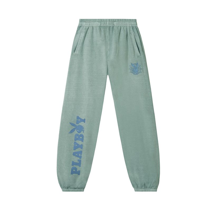 Pantaloni Dama Playboy Sun Washed Plby Sweat Verzi Albastri | ZABV-29057