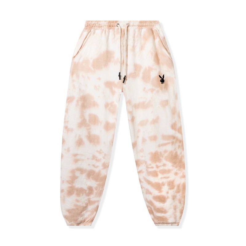 Pantaloni Dama Playboy Tie Dye Oversized Joggers Albi Portocalii | TMCG-91520