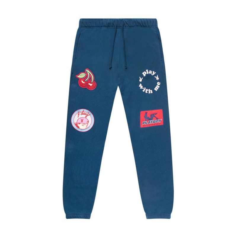 Pantaloni De Trening Barbati Playboy Championship Sweatpant Bleumarin | BFPL-32047