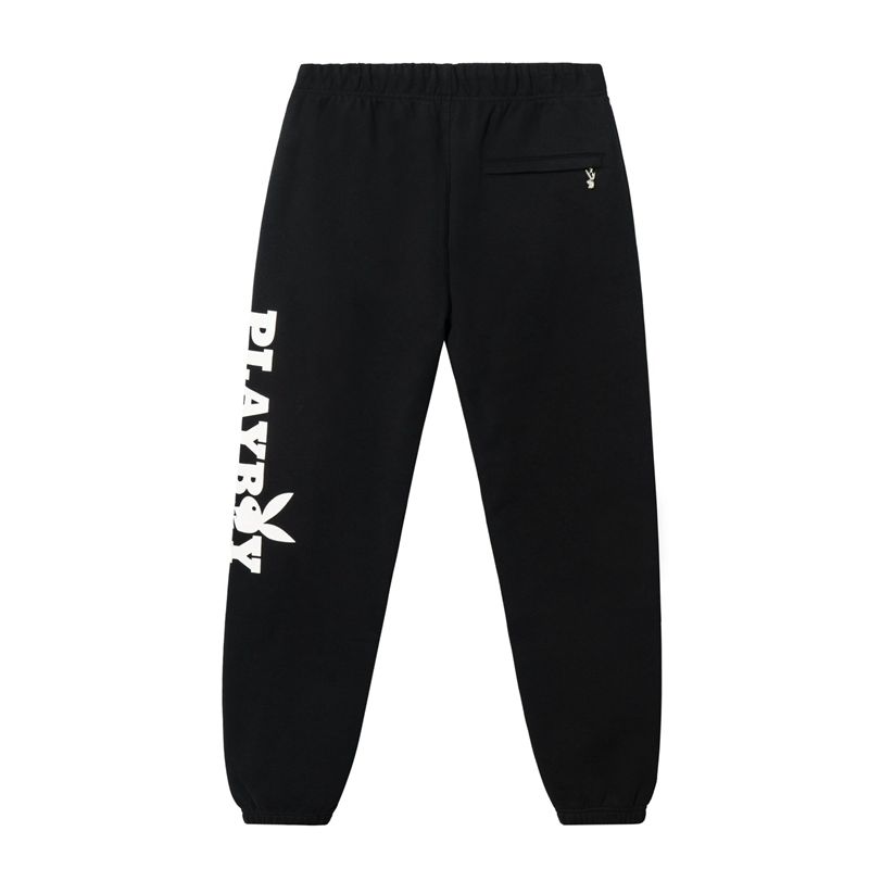 Pantaloni De Trening Barbati Playboy Clasici Logo Negrii Albi | OUGL-49738