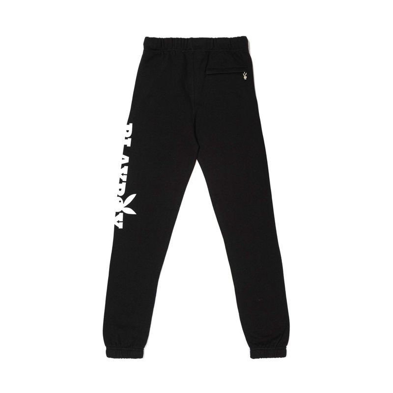 Pantaloni De Trening Barbati Playboy Clasici Logo Negrii Albi | OUGL-49738