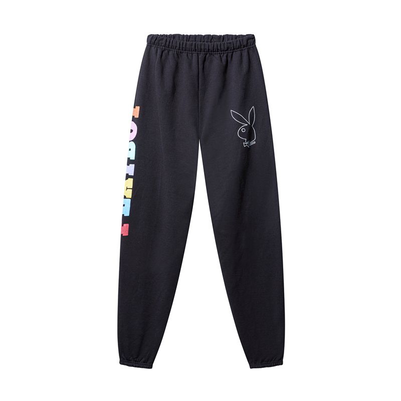 Pantaloni De Trening Barbati Playboy Color-Block Sweatpant Negrii | WYJQ-68730