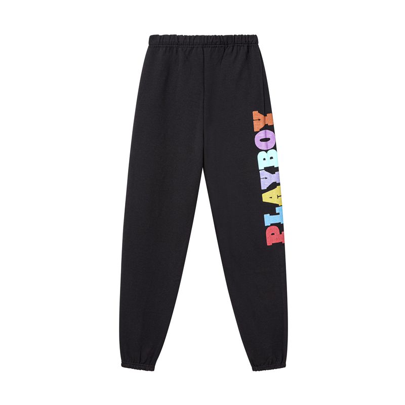 Pantaloni De Trening Barbati Playboy Color-Block Sweatpant Negrii | WYJQ-68730