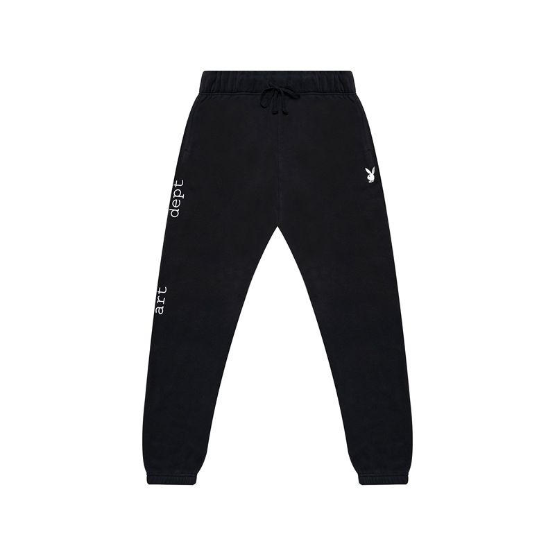 Pantaloni De Trening Barbati Playboy Department Negrii Albi | VSDK-82196