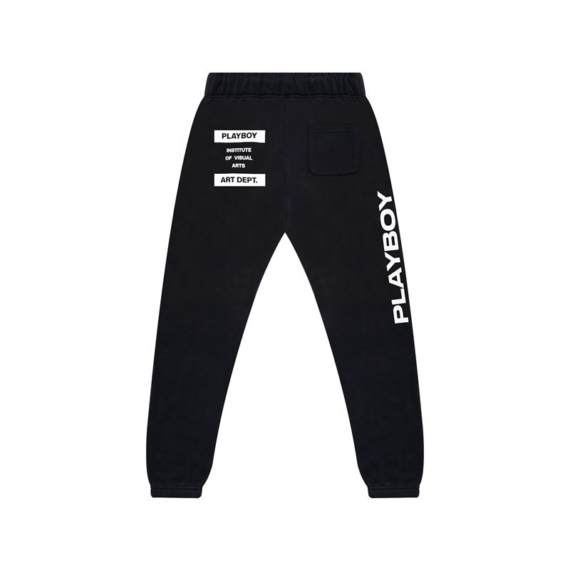 Pantaloni De Trening Barbati Playboy Department Negrii Albi | VSDK-82196