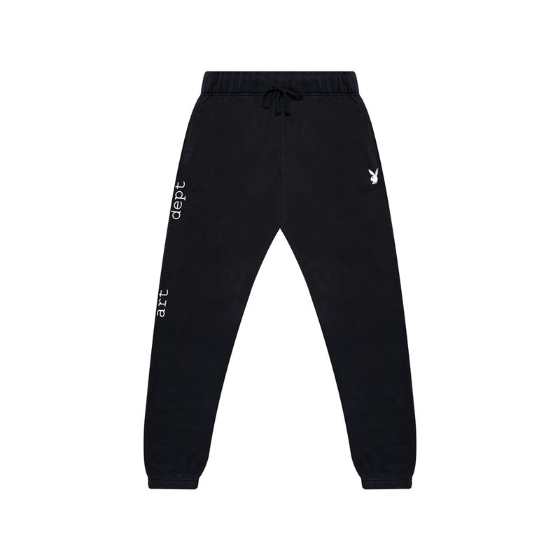 Pantaloni De Trening Barbati Playboy Department Negrii Albi | VSDK-82196