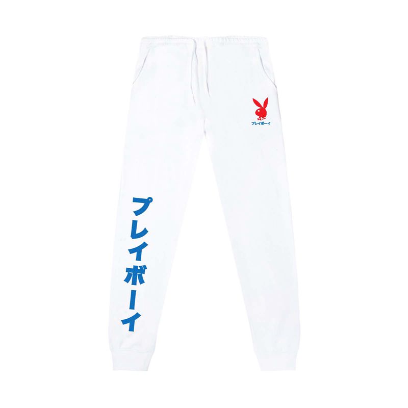 Pantaloni De Trening Barbati Playboy Japanese Rabbit Head Joggers Albi | RZVL-53061