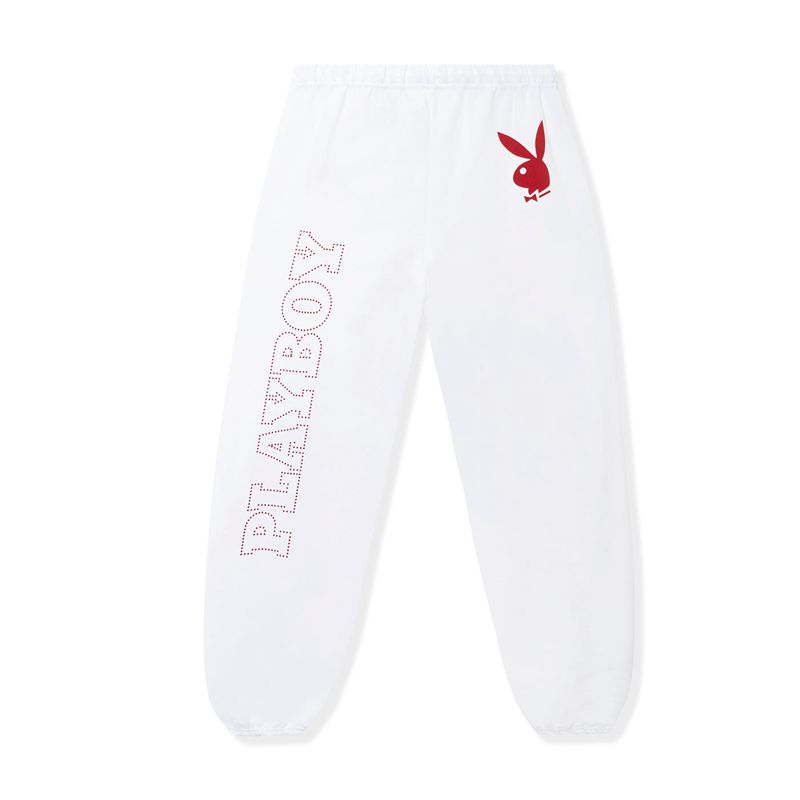 Pantaloni De Trening Barbati Playboy Masthead Washed Albi Rosii | SQUT-07316