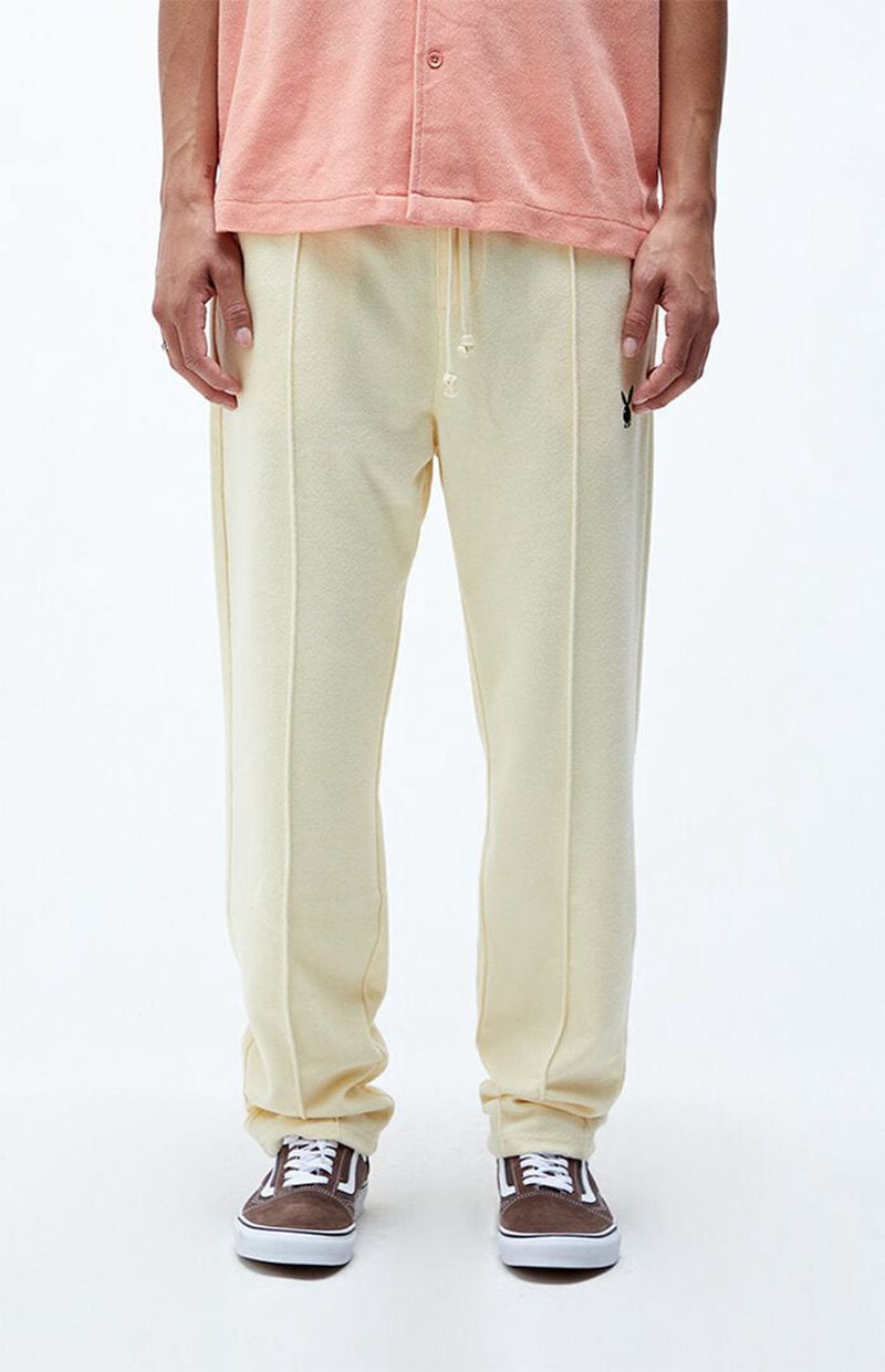 Pantaloni De Trening Barbati Playboy Terry Sweatpant Albi | GKJI-30981