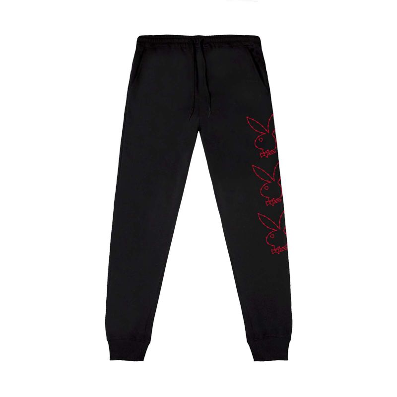 Pantaloni De Trening Barbati Playboy Tough Love Rabbit Head Joggers Negrii | OCPM-35618