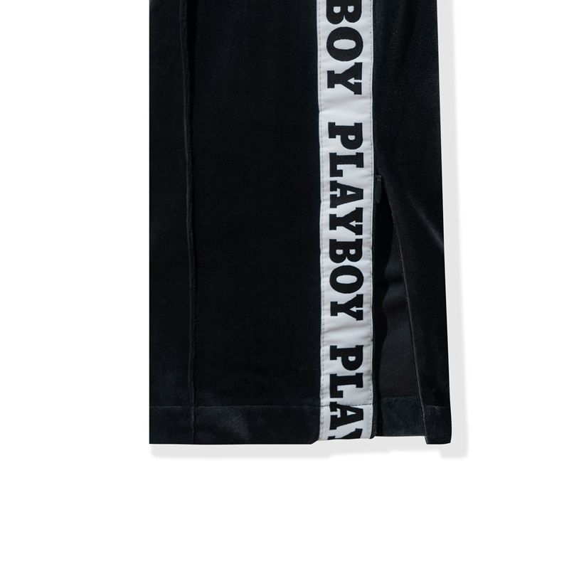 Pantaloni De Trening Barbati Playboy Velvet Negrii Albi | XOWG-39765