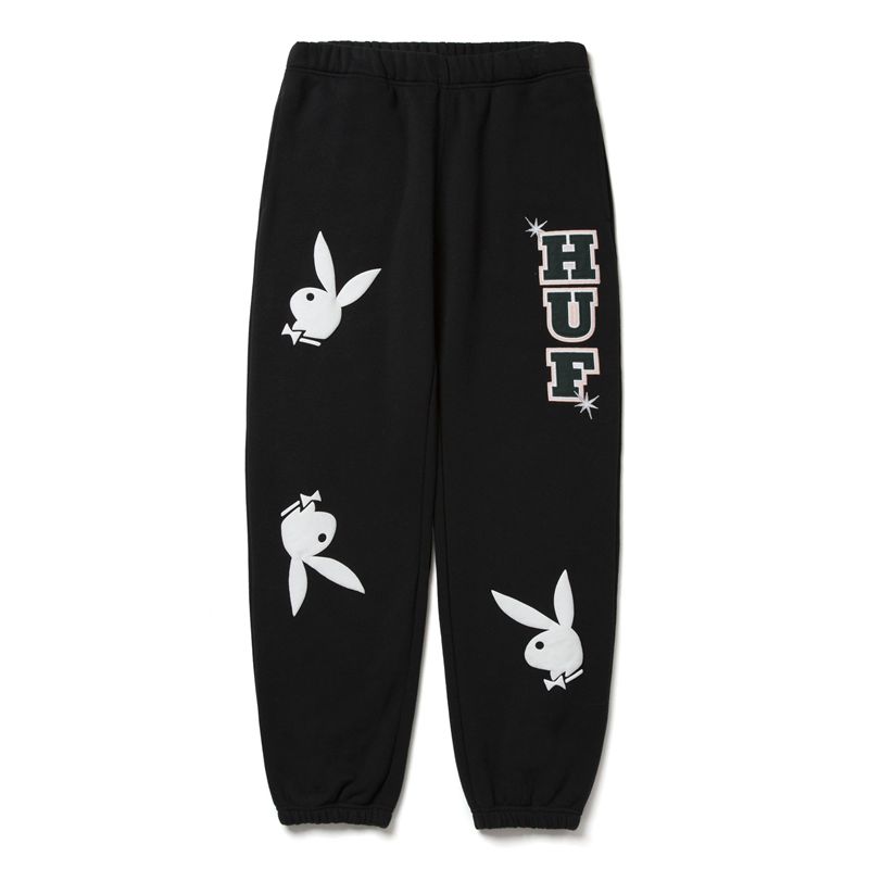 Pantaloni De Trening Barbati Playboy X Huf Rabbit Head Negrii | UCHW-37914