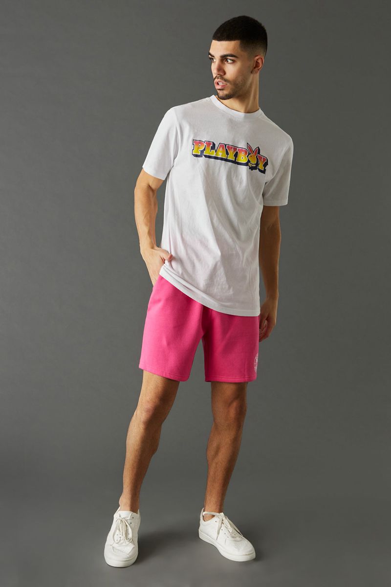 Pantaloni Scurti Barbati Playboy Beach Club Graphic Roz | ETYX-62573