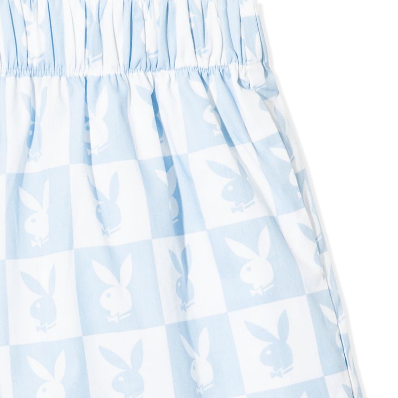 Pantaloni Scurti Barbati Playboy Checker Rabbit Head Albi Albastri | UAED-45169