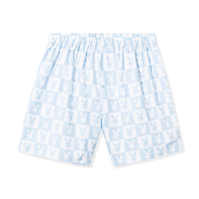 Pantaloni Scurti Barbati Playboy Checker Rabbit Head Albi Albastri | UAED-45169