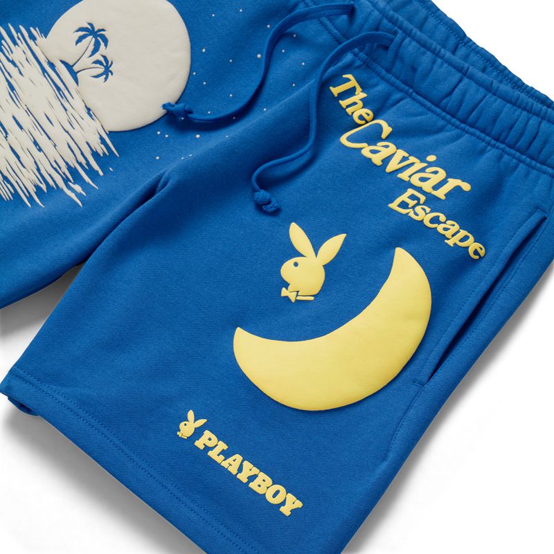 Pantaloni Scurti Barbati Playboy Escape Sweats Bleumarin | DEJY-96381