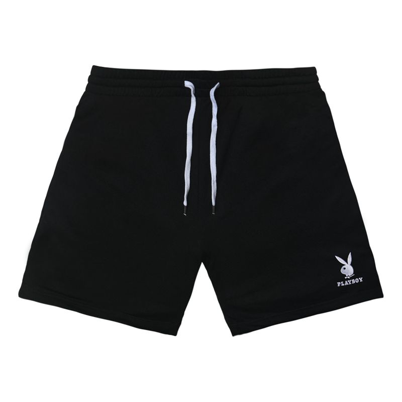 Pantaloni Scurti Barbati Playboy Rabbit Head Mesh Negrii | ZTHI-46379