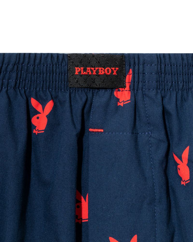 Pantaloni Scurti Barbati Playboy Repeating Rabbit Head Lounge Albastri | DHAP-73516