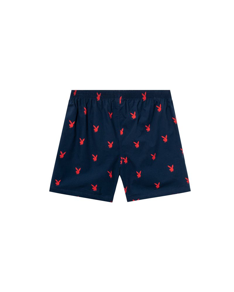 Pantaloni Scurti Barbati Playboy Repeating Rabbit Head Lounge Albastri | DHAP-73516