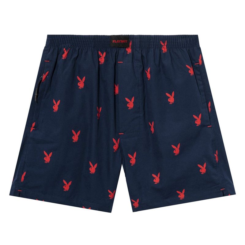 Pantaloni Scurti Barbati Playboy Repeating Rabbit Head Lounge Albastri | DHAP-73516