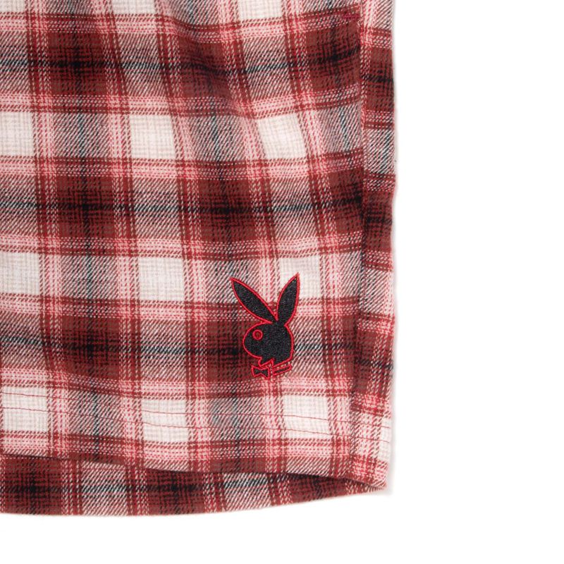 Pantaloni Scurti Barbati Playboy State Line Flannel Rosii | DHJQ-10743