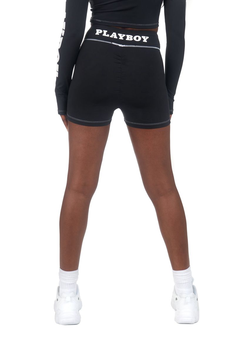 Pantaloni Scurti Dama Playboy Active Rucheds Negrii | FSQK-30264