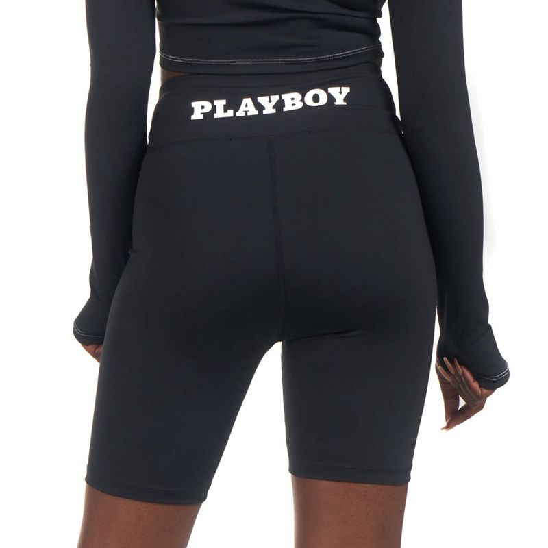 Pantaloni Scurti Dama Playboy Active Tie Ruched Bikes Negrii | ZDQR-30621