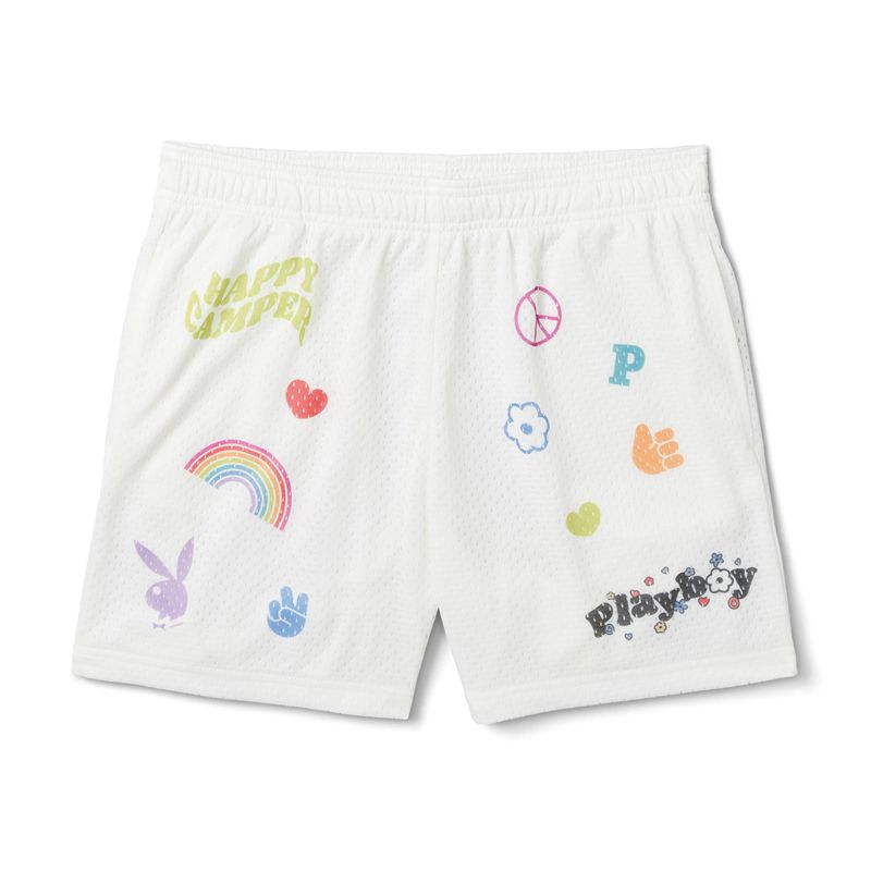 Pantaloni Scurti Dama Playboy Basketballs Albi | EGJM-03487