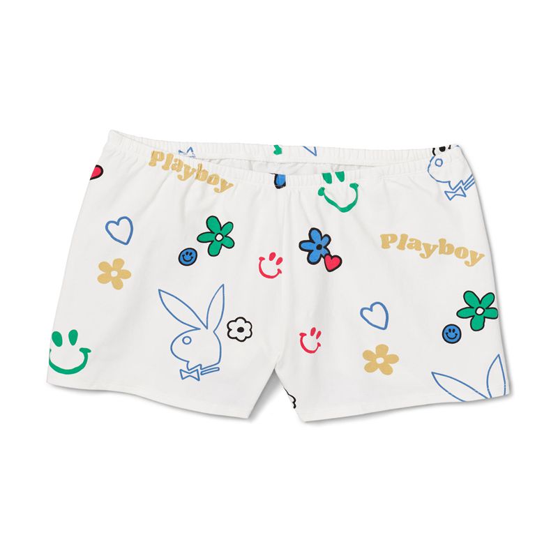 Pantaloni Scurti Dama Playboy Easys Albi Colorati | ESLK-36850