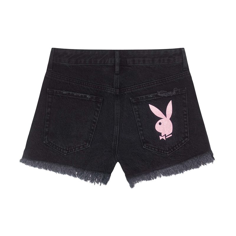 Pantaloni Scurti Dama Playboy High Rise Festivals Negrii | ZMJC-19503