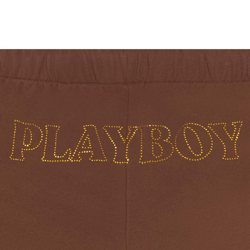 Pantaloni Scurti Dama Playboy Masthead Sweat Ciocolata | CJOE-28563