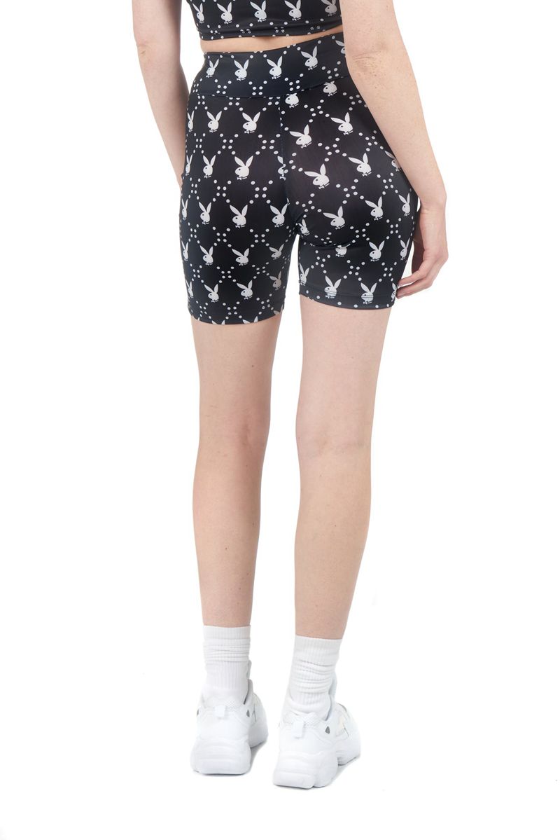 Pantaloni Scurti Dama Playboy Rabbit Head Biking Negrii | AOPS-02497