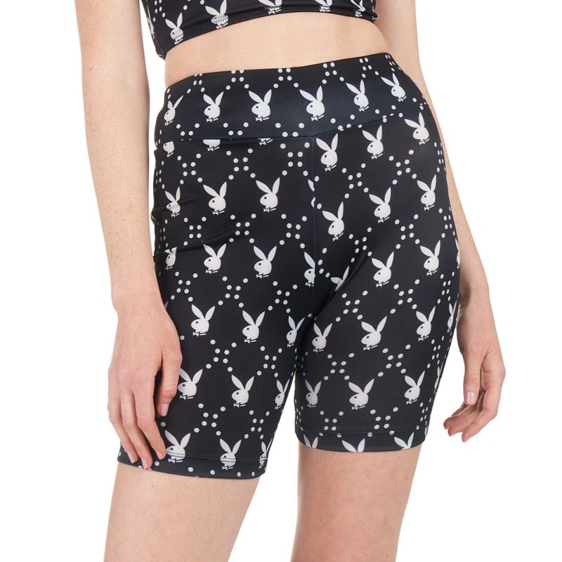 Pantaloni Scurti Dama Playboy Rabbit Head Biking Negrii | AOPS-02497