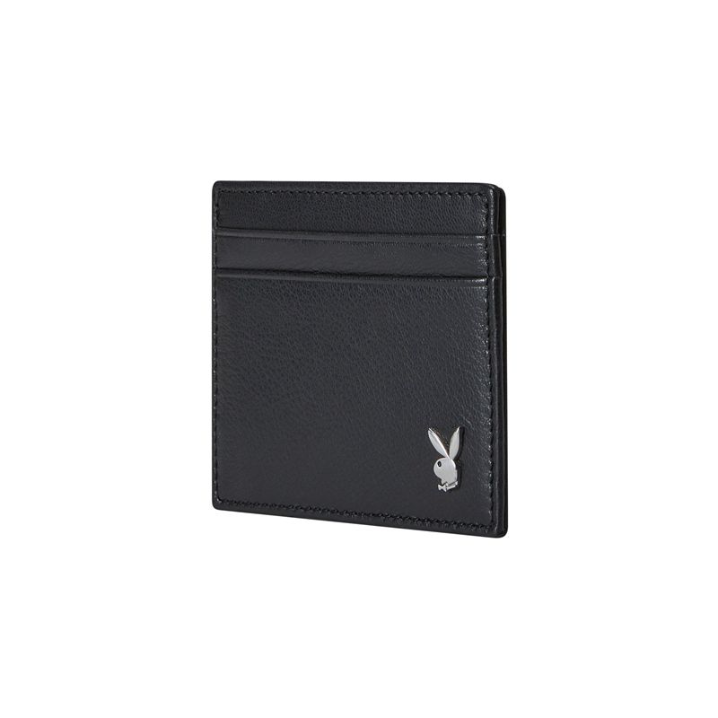 Portofel Barbati Playboy Milled Front Pocket Negrii | UZEY-69204