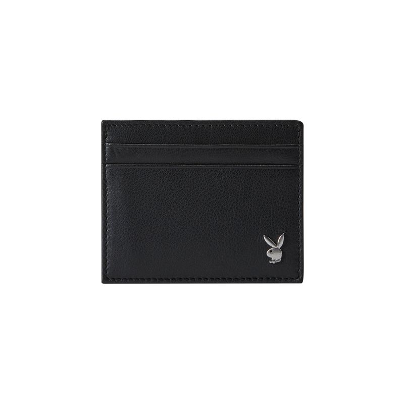 Portofel Barbati Playboy Milled Front Pocket Negrii | UZEY-69204