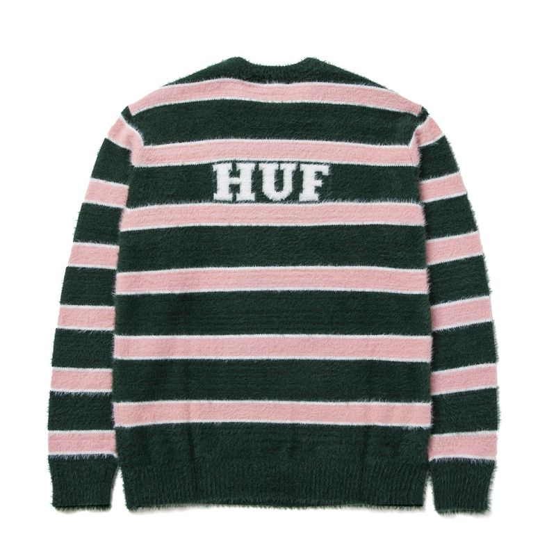 Pulovere Barbati Playboy X Huf Faux Mohair Striped Negrii Roz Albi | EIKB-39085