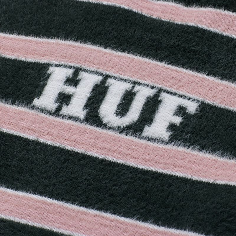 Pulovere Barbati Playboy X Huf Faux Mohair Striped Negrii Roz Albi | EIKB-39085