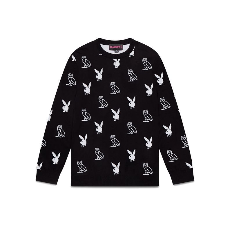 Pulovere Barbati Playboy X Ovo Intarsia Knit Rosii | LGOP-29310