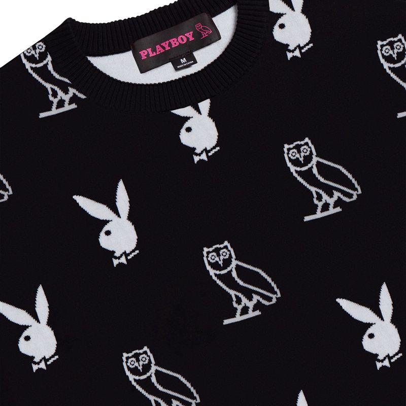 Pulovere Barbati Playboy X Ovo Intarsia Knit Rosii | LGOP-29310