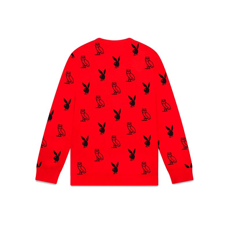 Pulovere Barbati Playboy X Ovo Intarsia Knit Rosii | LGOP-29310