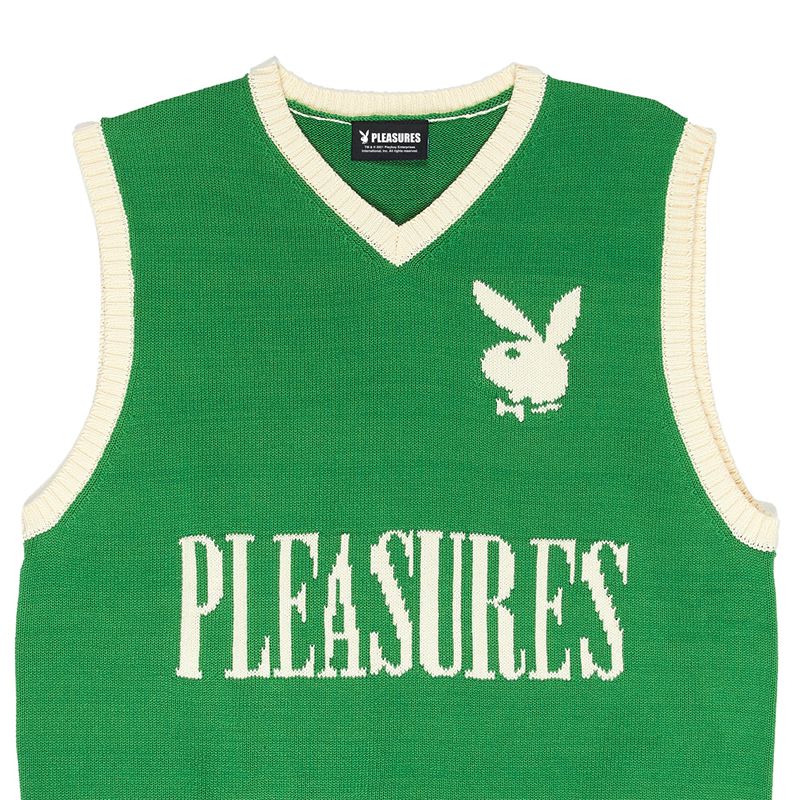 Pulovere Barbati Playboy X Pleasures Vintage Vest Verzi | OQGB-02571