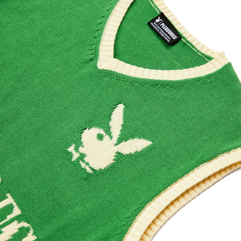 Pulovere Barbati Playboy X Pleasures Vintage Vest Verzi | OQGB-02571