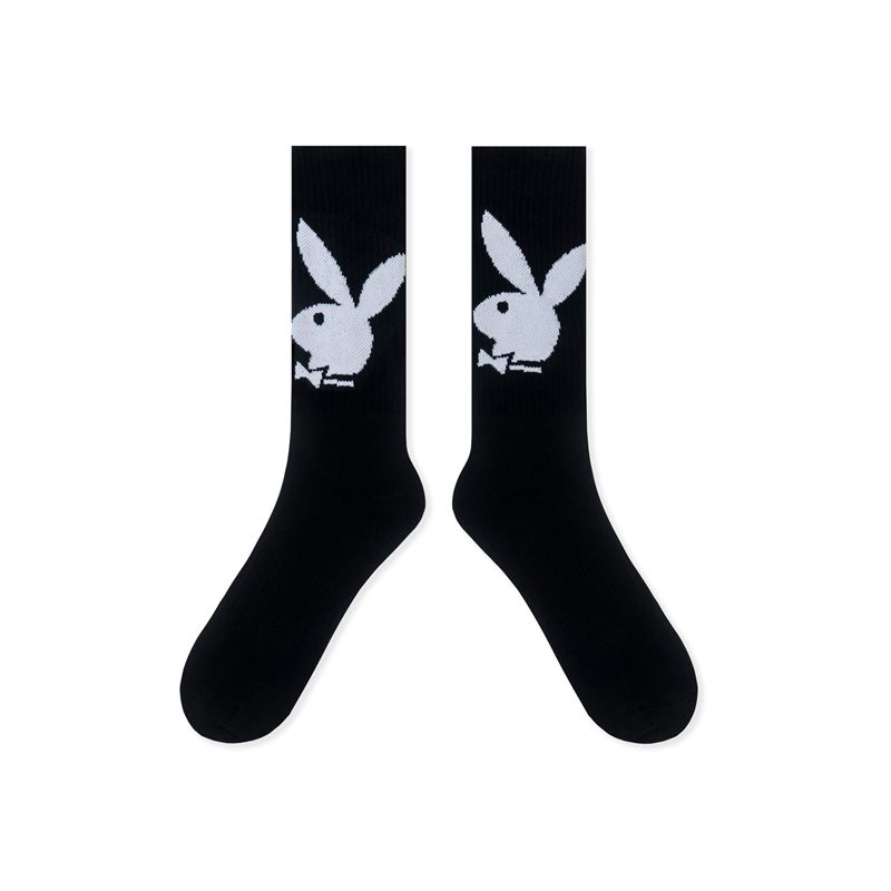 Sosete Barbati Playboy Bunny Crew Negrii | SVKZ-52038