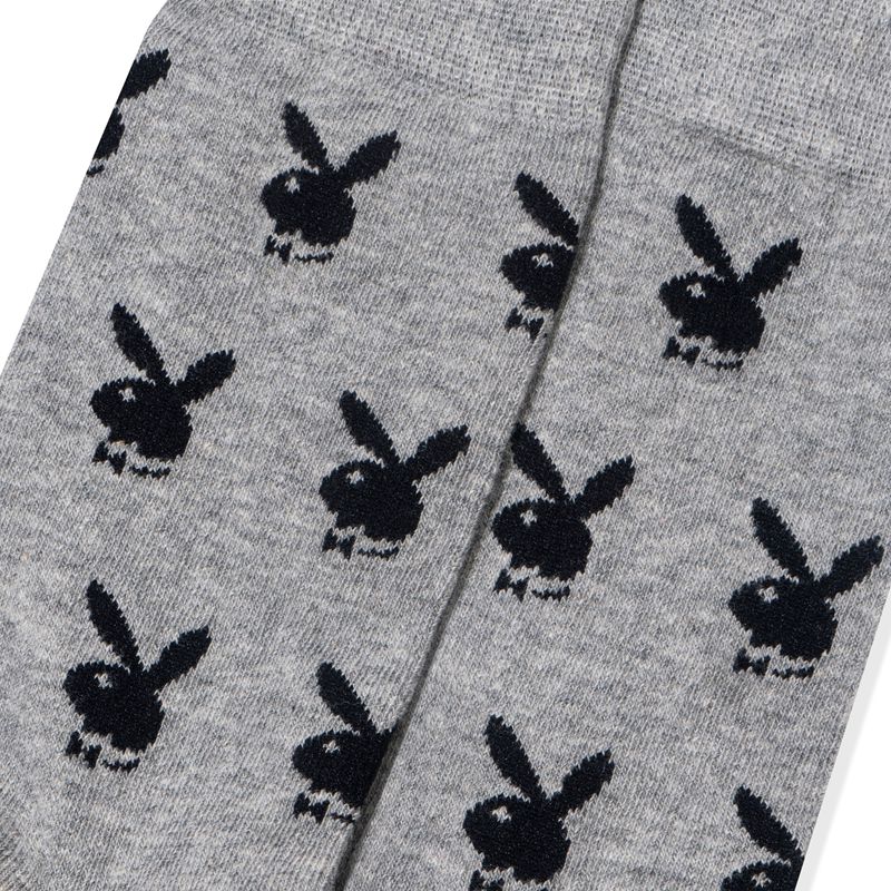 Sosete Barbati Playboy Repeating Rabbit Head Gri Negrii | VNAE-60453