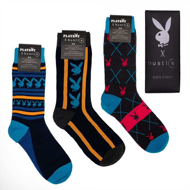 Sosete Barbati Playboy X Bustle Sock Three Pack Colorati | ODLX-15603