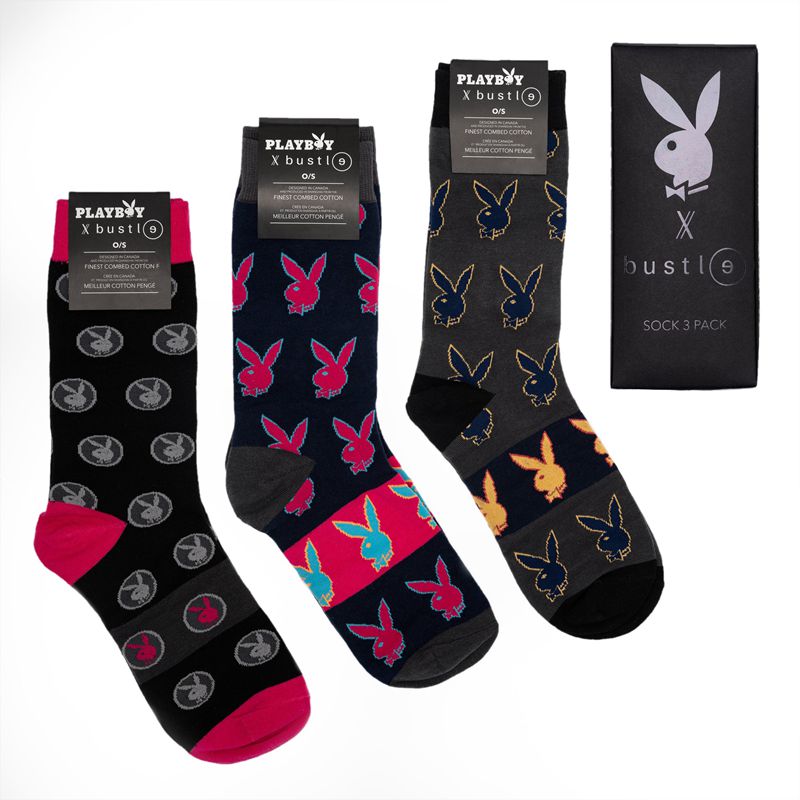 Sosete Barbati Playboy X Bustle Sock Three Pack Colorati | QEGX-30589