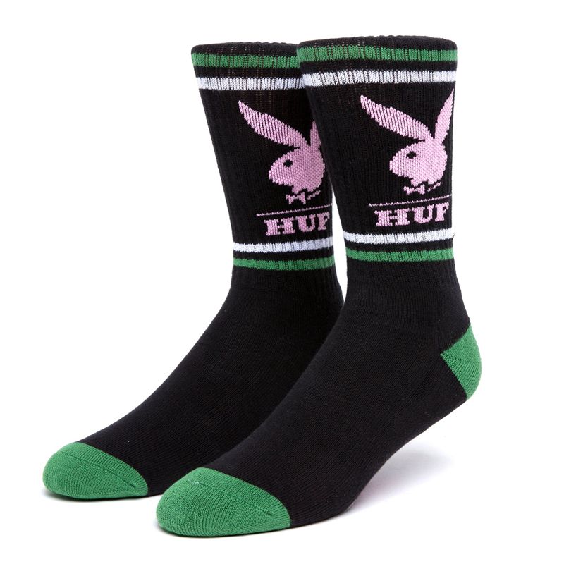 Sosete Barbati Playboy X Huf Rabbit Head Crew Negrii | EXSU-36725